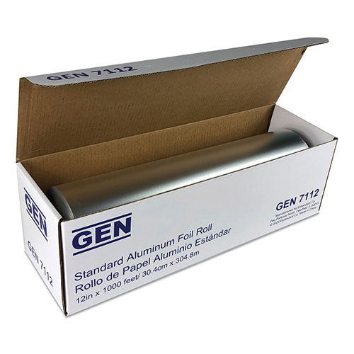 GEN Standard Aluminum Foil Roll, 12" x 1,000 ft, 6/Carton