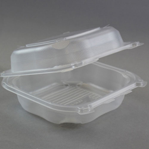 Genpak Clover Clear Large Hinged Container, 8.35" x 8.32" x 2.88"