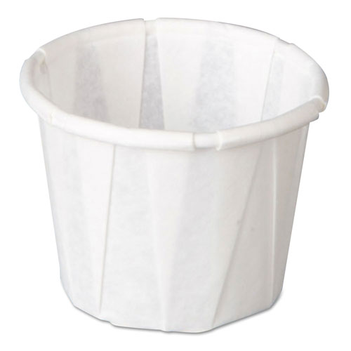 Genpak Squat Paper Portion Cup, Pleated, .5oz, White, 250/Sleeve, 20 Sleeve/Carton