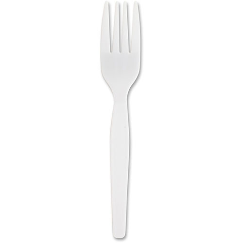 Genuine Joe 0010430 White Polystyrene Plastic Forks, Heavy/Medium Weight
