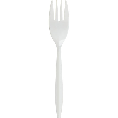 Genuine Joe 20000 White Plastic Forks, Medium Weight