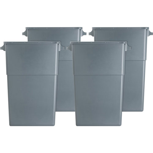Genuine Joe 23-gallon Slim Waste Container, 23 gal Capacity, 30", x 20" x 11" Depth, Gray, 4/Carton