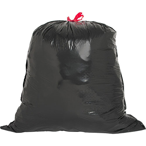 Genuine Joe Black Drawstring Trash Bags, 30 Gallon, 1.05 Mil, 30" X 32", Box of 42