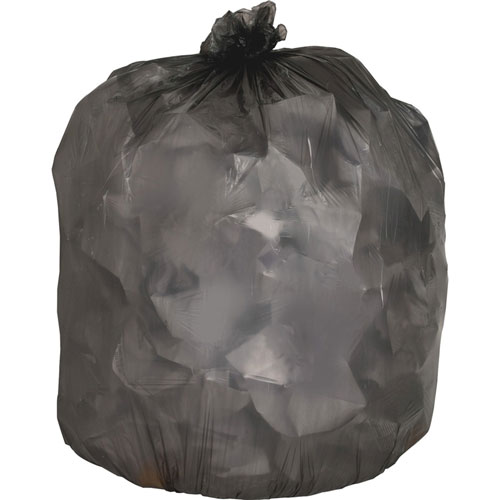 Genuine Joe Black Flat-Bottom Trash Bags, 10 Gallon, 0.35 Mil, 24" X 23", Case of 1,000