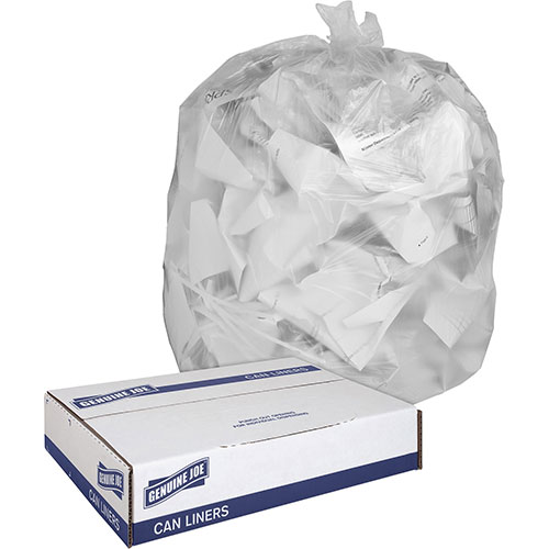 Genuine Joe Clear Trash Bags, 30 Gallon, 0.6 Mil, 30" X 36", Box of 250
