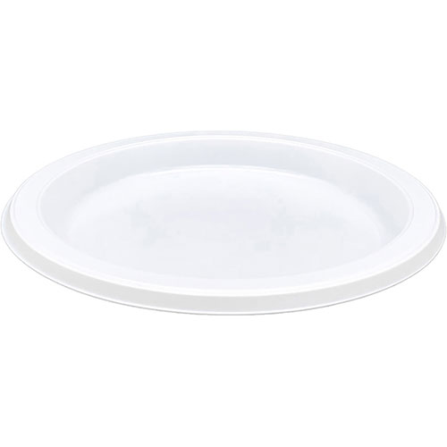 Genuine Joe Disposable Plastic Plates - Picnic, Food, Party, Breakroom - Disposable - White - Plastic Body - 125 / Pack