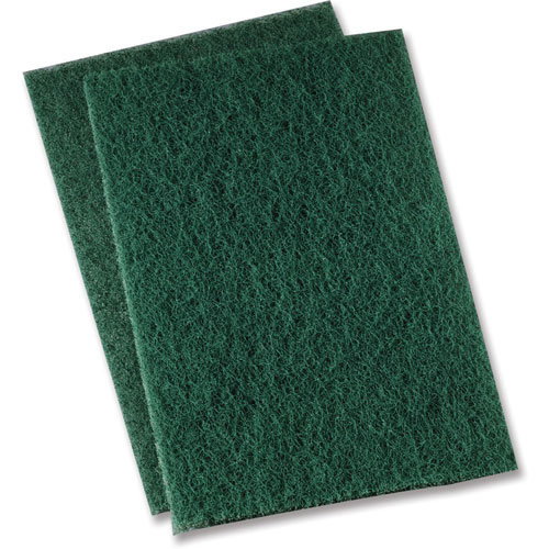Genuine Joe Heavy-duty Scouring Pad - 3.5" x 3.5" Depth - 15/Carton - Polyester Blend - Green