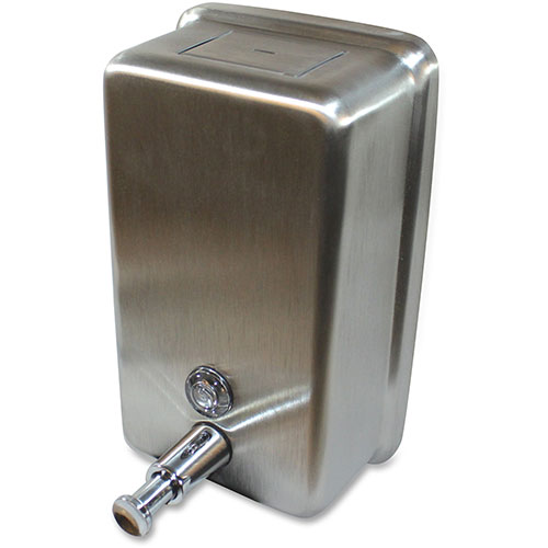 Genuine Joe Liquid Soap Dispenser, Vertical, 40oz Cap, Stainless Steel