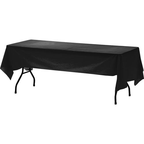 Genuine Joe Plastic Table Covers, 108" Length x 54" Width, Plastic, Black, 24/Carton