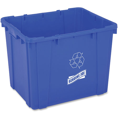Genuine Joe Recycling Bin, Curbside, 14 Gal, 14.5" x 19.5" x 15.38", Blue