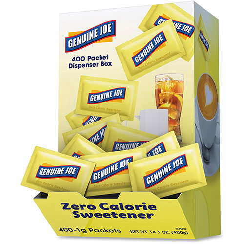 Genuine Joe Sweetener Packets, Sucralose, 400/BX, Yellow