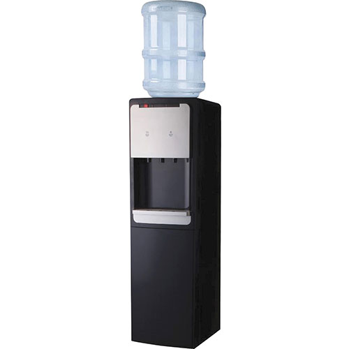 Genuine Joe Water Cooler, Hot/Cold, 13-2/5"Wx12-1/4"Lx38"H, Black/Silver