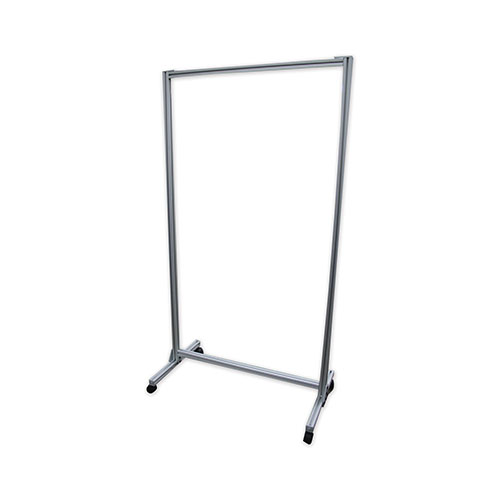 Ghent MFG Acrylic Mobile Divider with Thermometer Access Cutout, 38.5" x 23.75" x 74.19", Clear