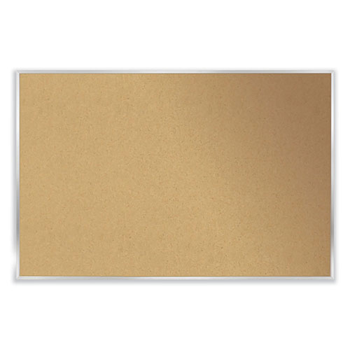 Ghent MFG Aluminum-Frame Natural Corkboard, 96.5 x 48.5, Tan Surface, Satin Aluminum Frame