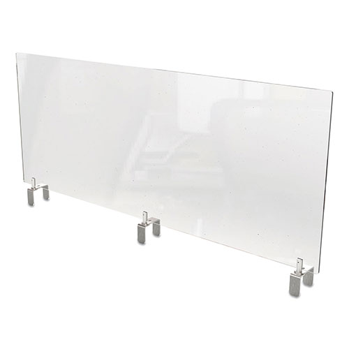 Ghent MFG Clear Partition Extender with Attached Clamp, 48 x 3.88 x 18, Thermoplastic Sheeting