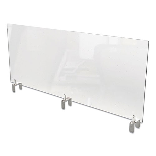 Ghent MFG Clear Partition Extender with Attached Clamp, 48 x 3.88 x 30, Thermoplastic Sheeting