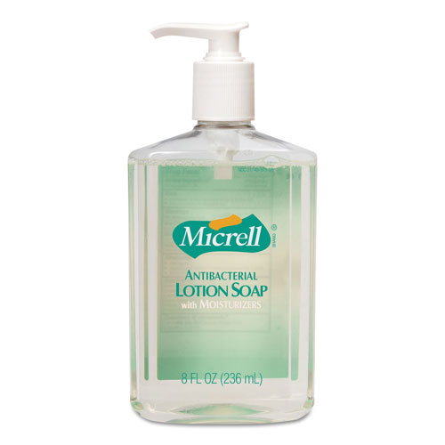 Gojo Antibacterial Lotion Soap, Light Scent, 8 oz Pump, 12/Carton