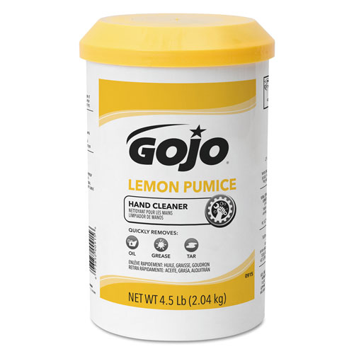 Gojo Lemon Pumice Hand Cleaner, Lemon Scent, 4.5 lb Tub, 6/Carton