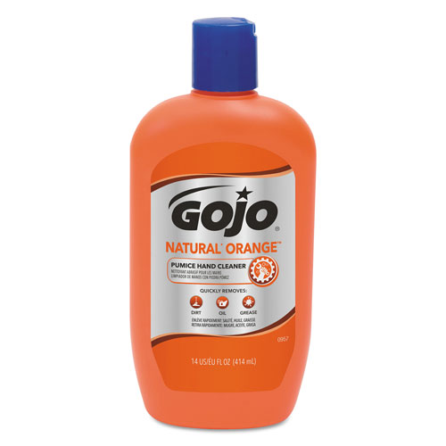 Gojo NATURAL ORANGE Pumice Hand Cleaner, Citrus, 14 oz Bottle