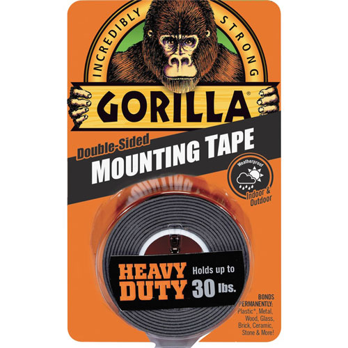Gorilla Glue Heavy Duty Mounting Tape, Permanent, Holds Up to 30 lbs, 1" x 60", Black