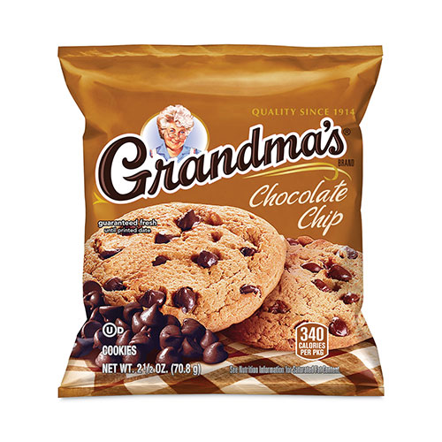 Grandma's Homestyle Chocolate Chip Cookies, 2.5 oz Pack, 2 Cookies/Pack, 60 Packs/Carton