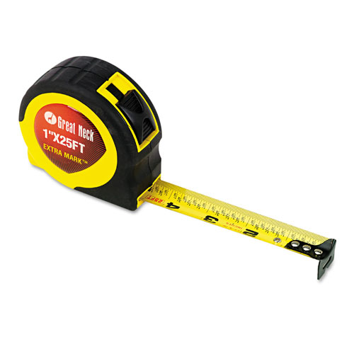 Great Neck Tools ExtraMark Power Tape, 1" x 25ft, Steel, Yellow/Black