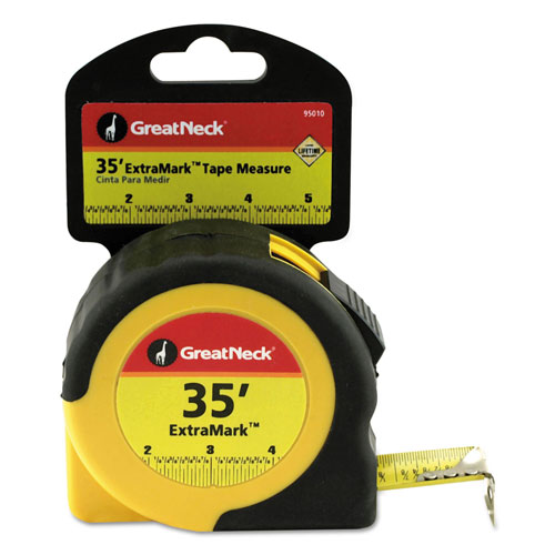 Great Neck Tools ExtraMark Tape Measure, 1" x 35ft, Steel, Yellow/Black