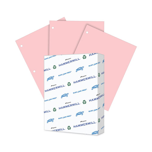 Hammermill Colors Print Paper, 3-Hole, 20 lb, 8.5 x 11, Pink, 500/Ream