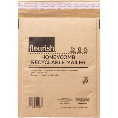 Henkel Consumer Adhesives Flourish Honeycomb Recyclable Mailers - Mailing/Shipping - 8 4/5" x 10 45/64", Seal - 1 / Each - Brown