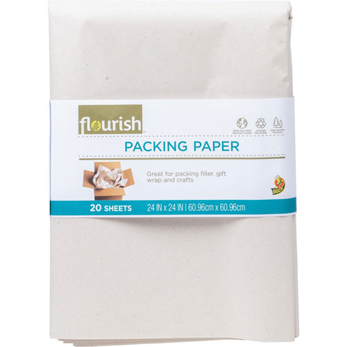 Henkel Consumer Adhesives Flourish Recycled Packing Paper - 24" x 24", Dust-free, Non-adhesive - Brown