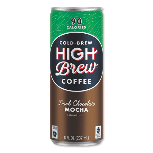 HIGH Brew® Coffee Cold Brew Coffee + Protein, Dark Chocolate Mocha, 8 oz Can, 12/Pack