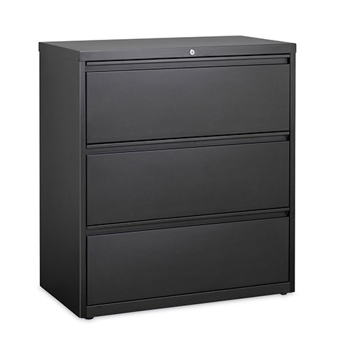 Hirsh 10000-Series 3 Drawer Metal Lateral File Cabinet, 36"x18.6"x40.3", Black