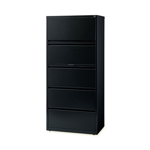Hirsh 10000-Series 5 Drawer Metal Lateral File Cabinet, 30"x18.6"x68", Black