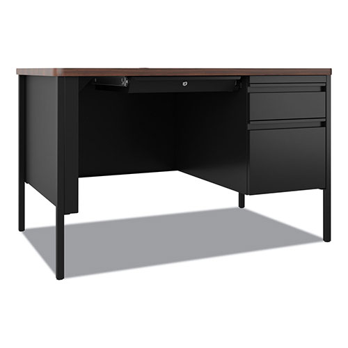 Hirsh Teachers Pedestal Desks, One Right-Hand Pedestal: Box/File Drawers, 48" x 30" x 29.5", Walnut/Black