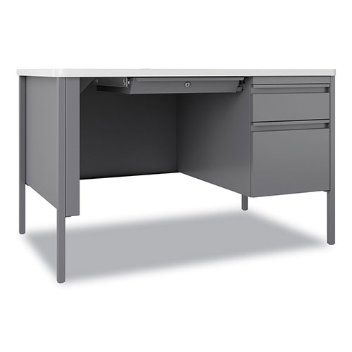 Hirsh Teachers Pedestal Desks, One Right-Hand Pedestal: Box/File Drawers, 48" x 30" x 29.5", White/Platinum