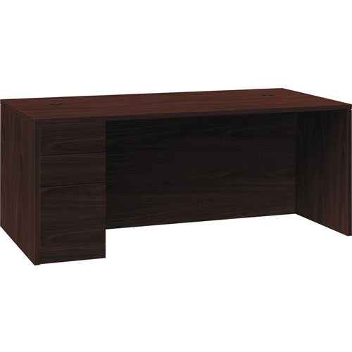 Hon 10500 Series Left-Pedestal Desk, 66" x 30" x 29.5", 3 x Box Drawer(s), File Drawer(s)Left Side, Flat Edge, Material: Wood, Laminate, Finish: Mahogany Laminate