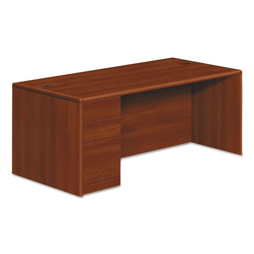 Hon 10700 Series Single Pedestal Desk, Full Left Pedestal, 72w x 36d x 29.5h, Cognac