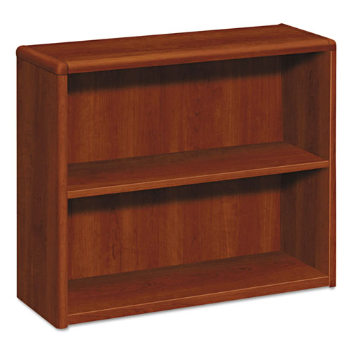 Hon 10700 Series Wood Bookcase, Two Shelf, 36w x 13 1/8d x 29 5/8h, Cognac
