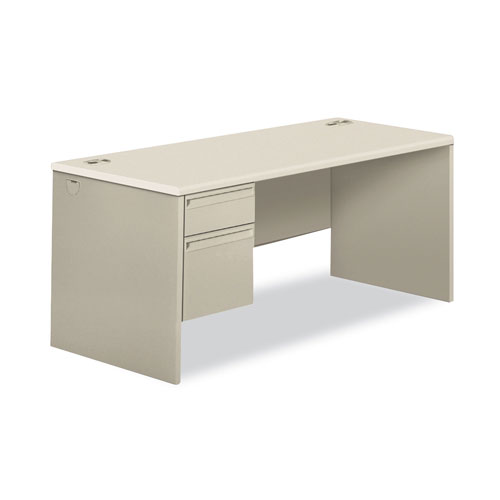 Hon 38000 Series Single Pedestal Desk, Left, 66w x 30d x 30h, Silver Mesh/Light Gray