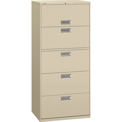 Hon 600 Series Five-Drawer Lateral File, 30w x 18d x 64.25h, Putty