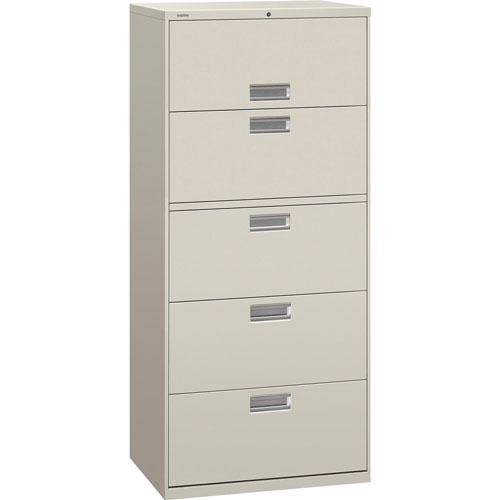 Hon 600 Series Five-Drawer Lateral File, 30w x 18d x 64 1/4h, Light Gray