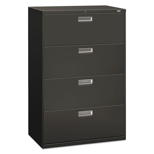 Hon 600 Series Four-Drawer Lateral File, 36w x 18d x 52.5h, Charcoal