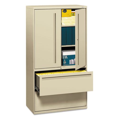 Hon 700 Series Lateral File with Storage Cabinet, 36w x 18d x 64.25h, Putty