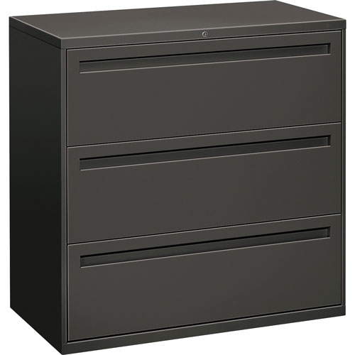 Hon 700 Series Three-Drawer Lateral File, 42w x 18d x 39.13h, Charcoal