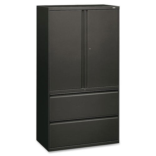 Hon 800-Series 2 Drawer Metal Lateral File Cabinet, 36" Wide, Dark Gray