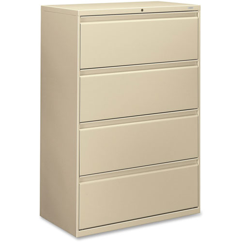 Hon 800-Series 4 Drawer Metal Lateral File Cabinet, 36" Wide, Beige