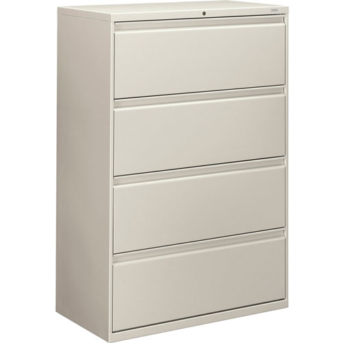 Hon 800-Series 4 Drawer Metal Lateral File Cabinet, 36" Wide, Gray