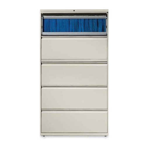 Hon 800-Series 5 Drawer Metal Lateral File Cabinet, 36" Wide, Gray
