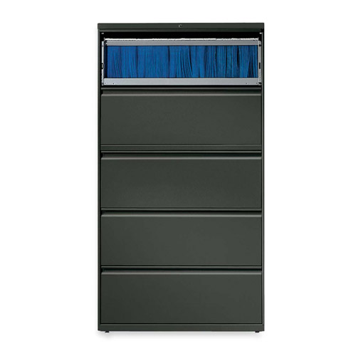 Hon 800-Series 5 Drawer Metal Lateral File Cabinet, 36" Wide, Dark Gray