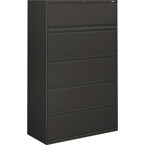 Hon 800-Series 5 Drawer Metal Lateral File Cabinet, 42" Wide, Dark Gray